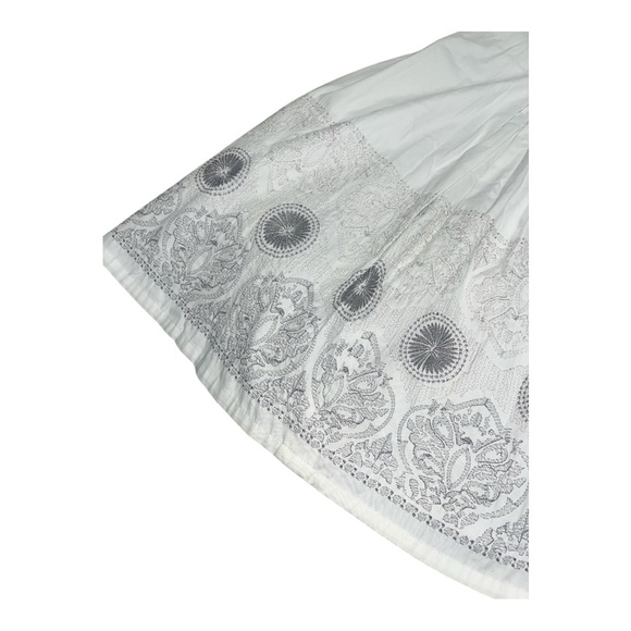 Coldwater Creek White A-Line Skirt with Metallic Embroidered Pattern - Picture 5 of 10